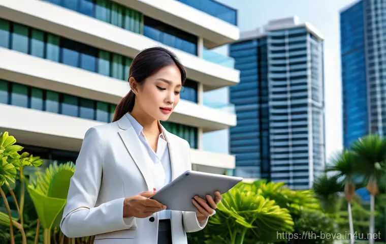 건축평가사의 주요 업무 분야 - **Prompt:** A highly detailed, realistic image of a professional real estate appraiser (Thai, 30s-40...