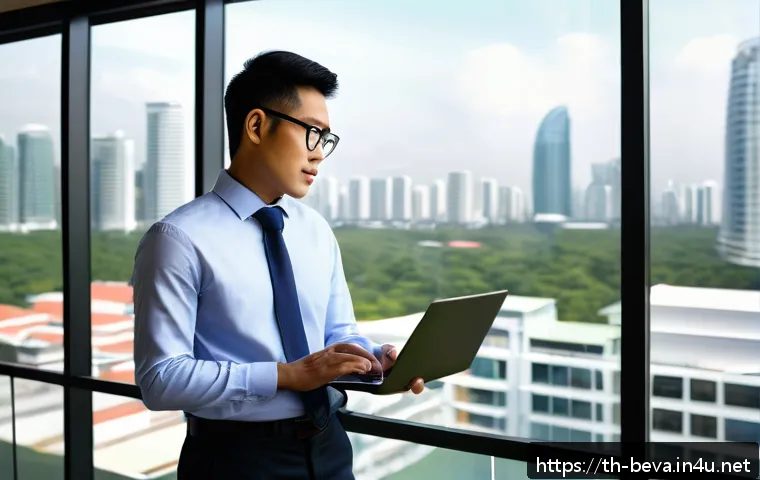 건축평가사의 연봉 협상 전략 - A professional Thai architect confidently negotiating salary in a modern office setting, dressed in ...