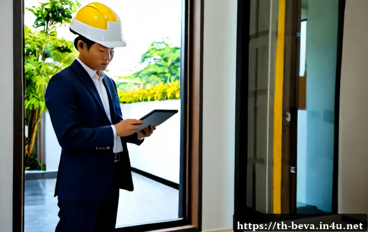 건축평가사의 성공적인 프리랜서 활동 - Photorealistic freelance architectural appraiser inspecting a modern Bangkok townhouse, Thai profess...